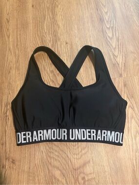 Under Armour Black Sports Bra with White Logo Band